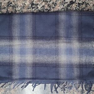 Target Men's blue gray black plaid scarf new acrylic Nwot